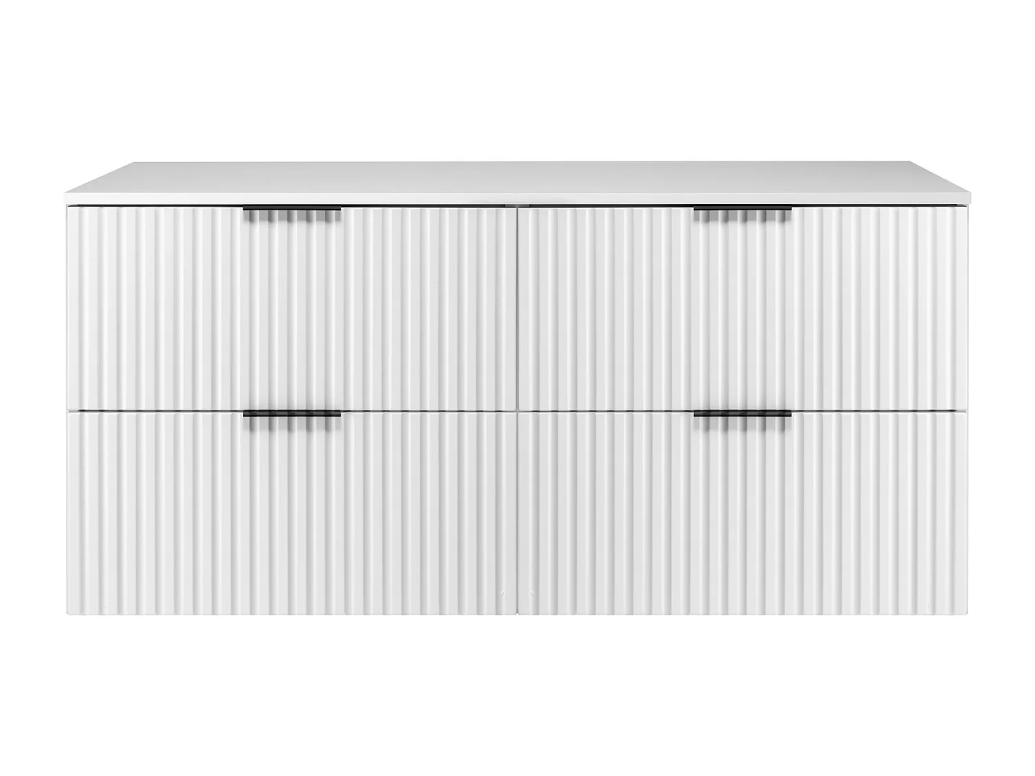 Meuble vasque, Blanc, 120 (2 x 60) x 57 x 46 cm, poignée noire + Plan de travail