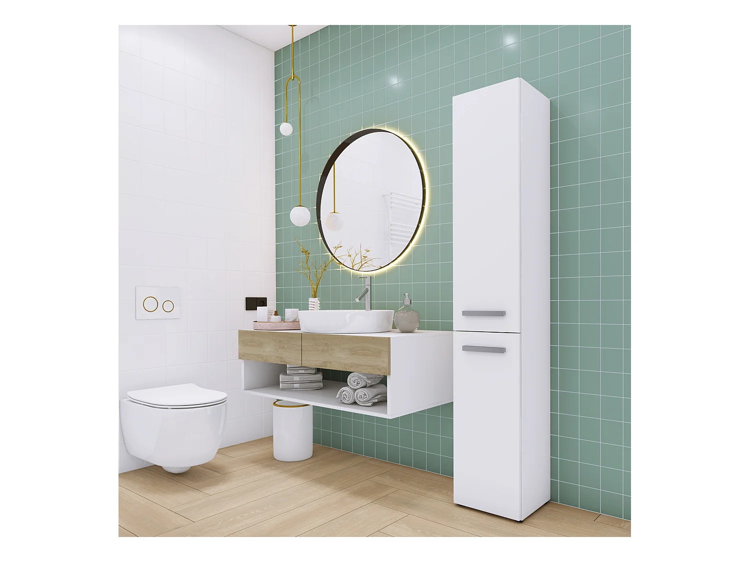 Meuble de salle de bain, Blanc Mat, 30 x 174 x 30 cm