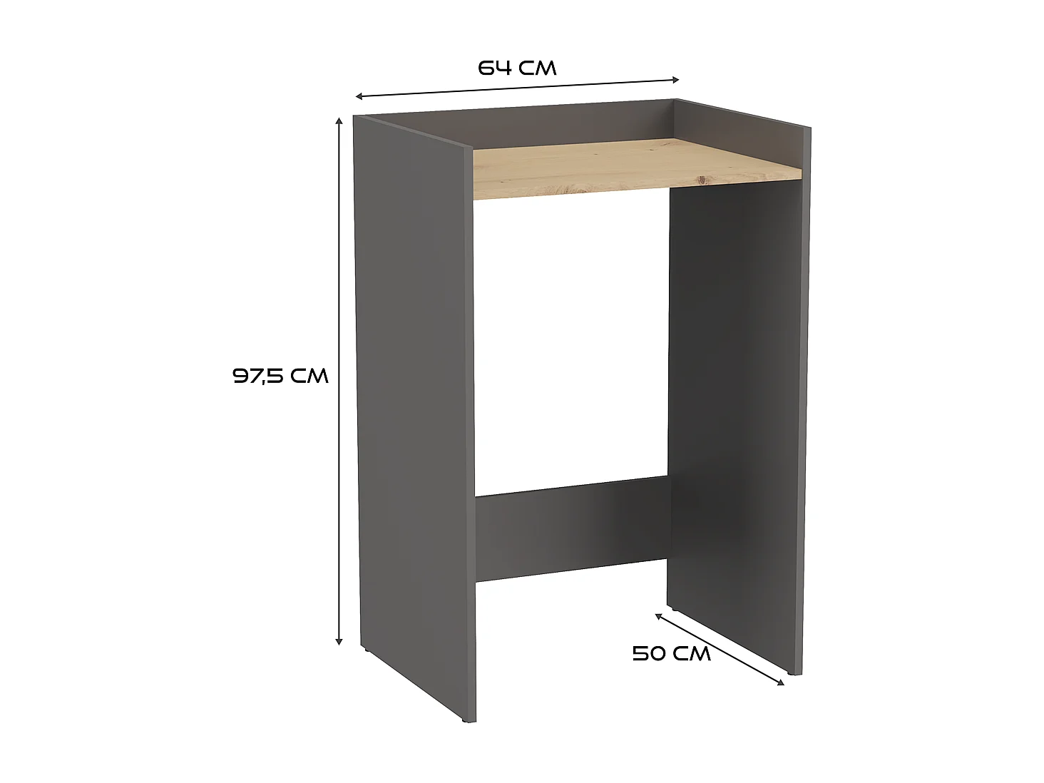 Wasmachinekast, Antraciet / Artisan Eiken, 64 x 97,5 x 50 cm