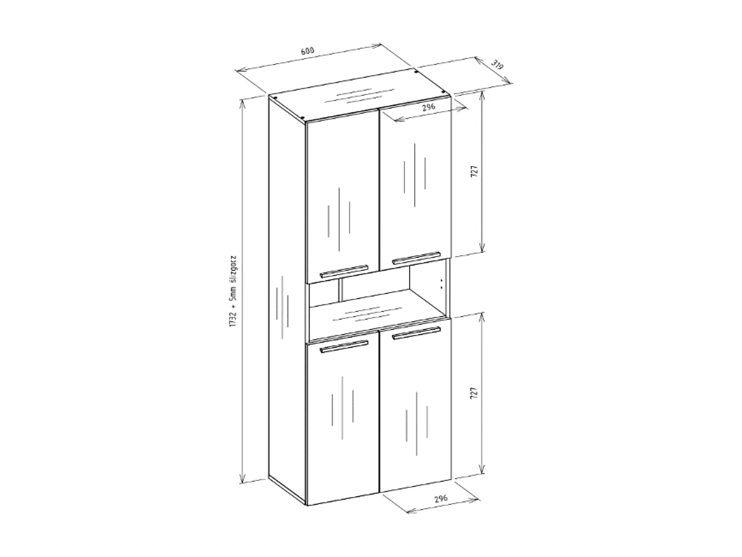 Mobile da bagno, Cashmere, 60 x 30 x 174 cm