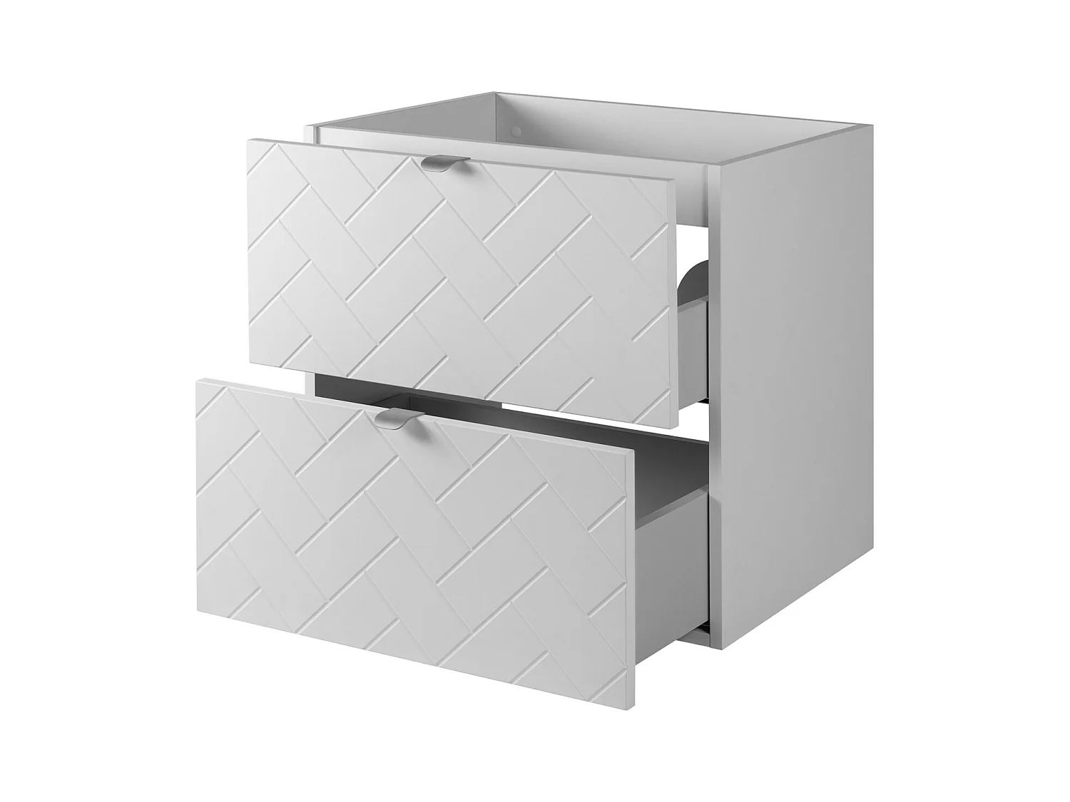 Meuble de salle de bain, Blanc Mat, 60 x 57 x 46 cm, poignées argentées