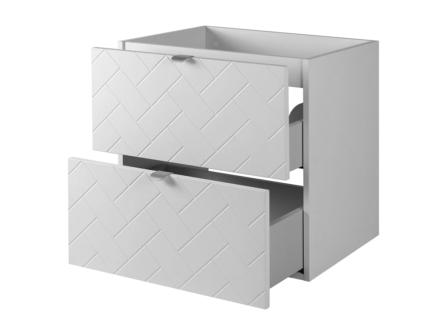 Meuble de salle de bain, Blanc Mat, 60 x 57 x 46 cm, poignées argentées