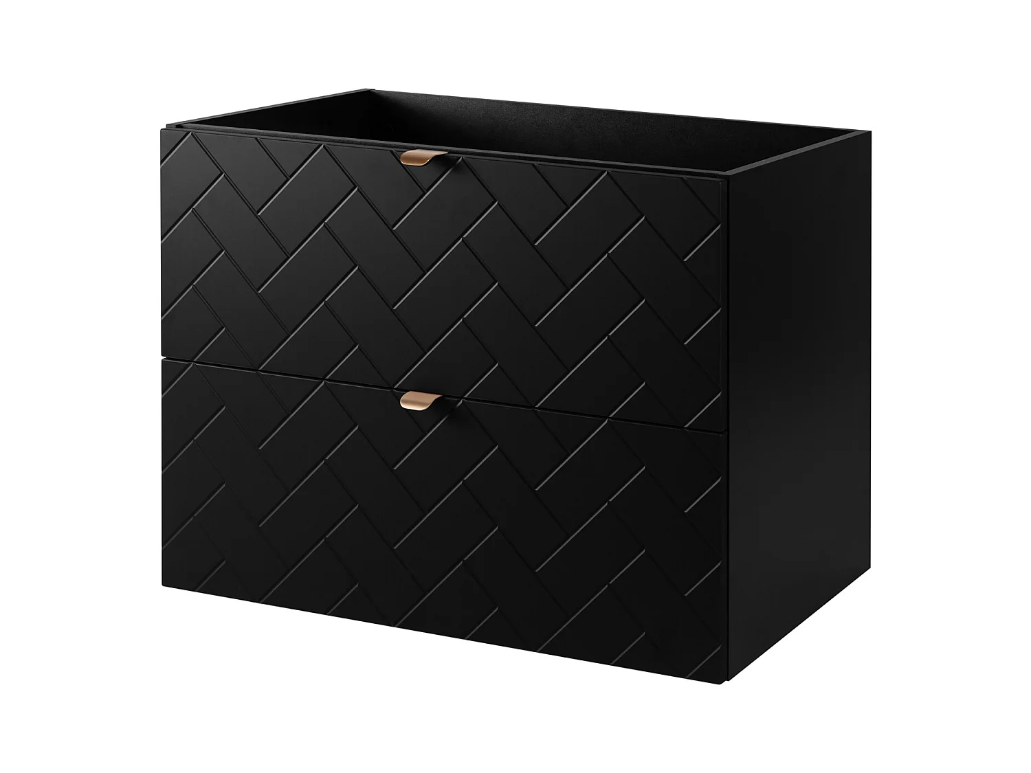 Meuble de salle de bain, Noir Mat, 80 x 57 x 46 cm, poignées dorées