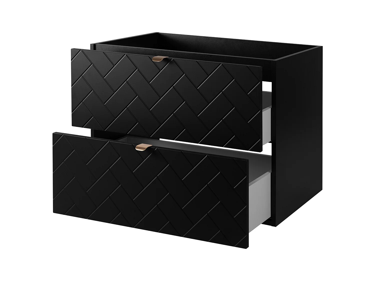 Meuble de salle de bain, Noir Mat, 80 x 57 x 46 cm, poignées dorées