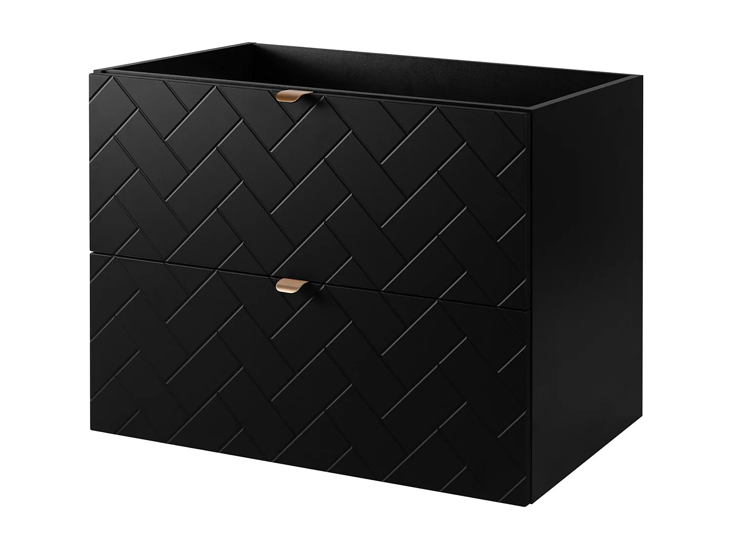 Meuble de salle de bain, Noir Mat, 80 x 57 x 46 cm, poignées dorées