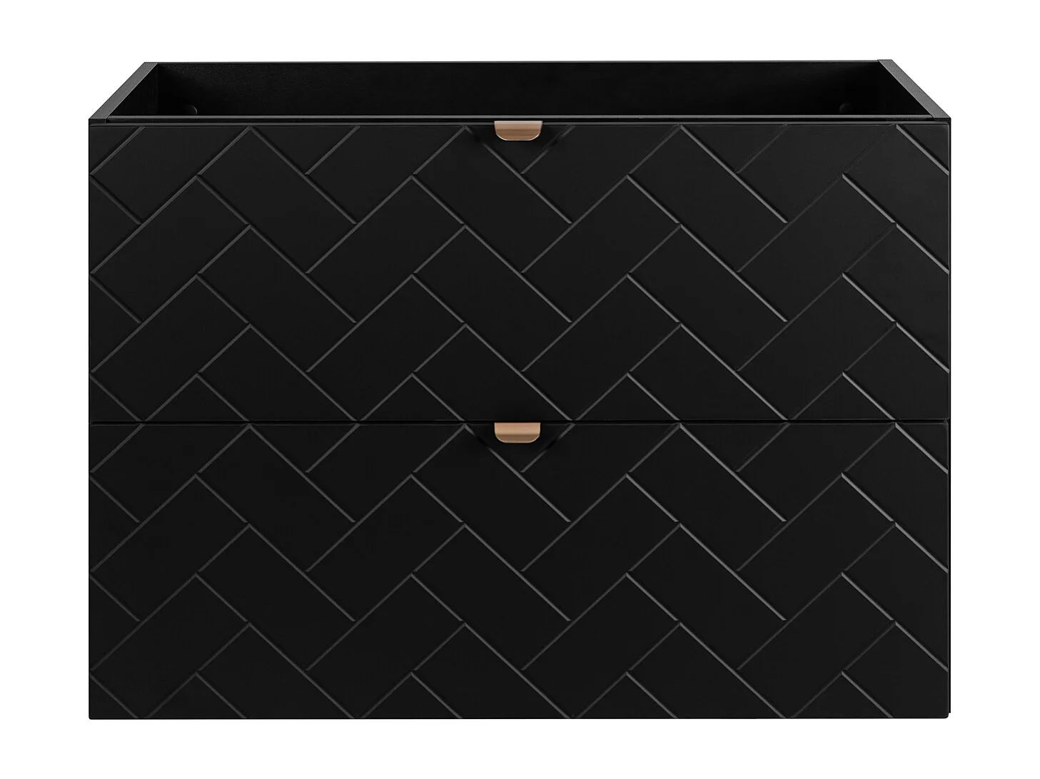 Meuble de salle de bain, Noir Mat, 80 x 57 x 46 cm, poignées dorées