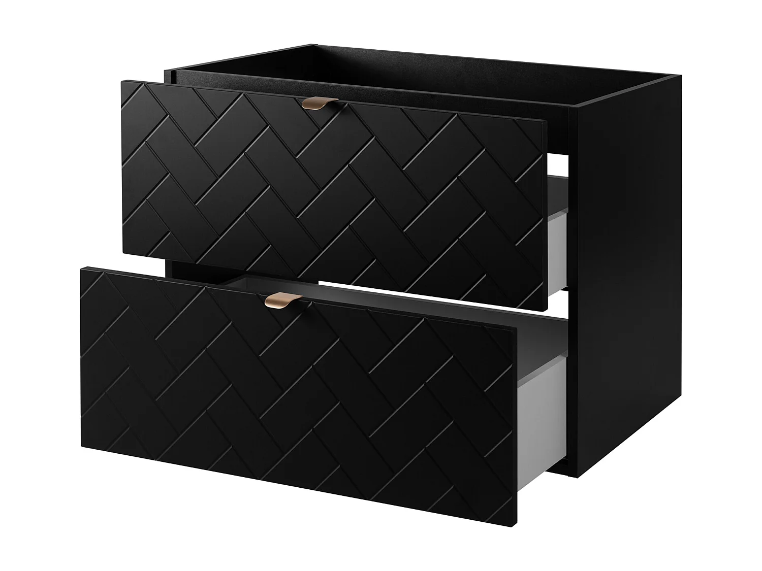 Meuble de salle de bain, Noir Mat, 80 x 57 x 46 cm, poignées dorées