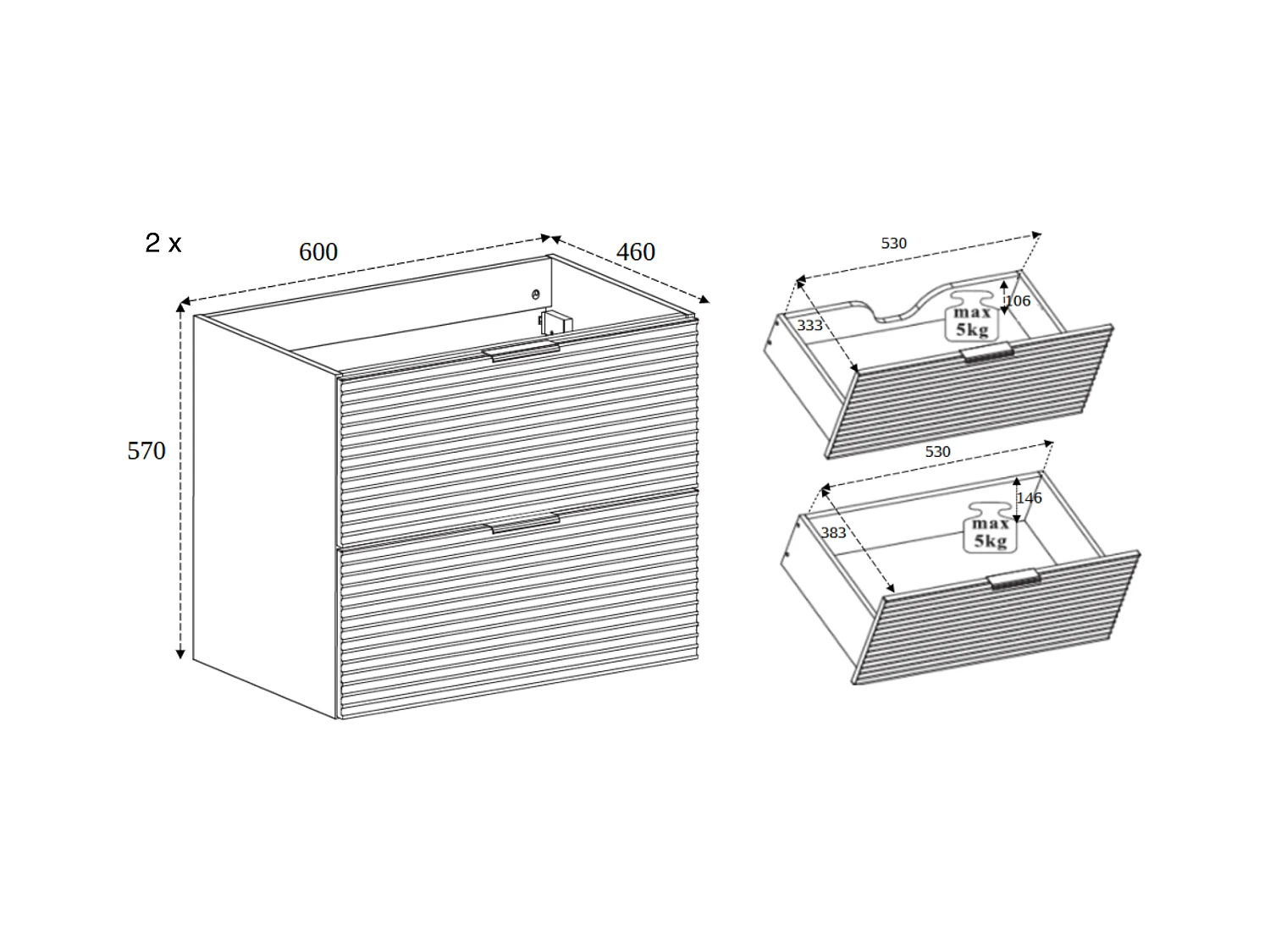 Meuble de salle de bain, Noir Mat, 120 x 57 x 46 cm