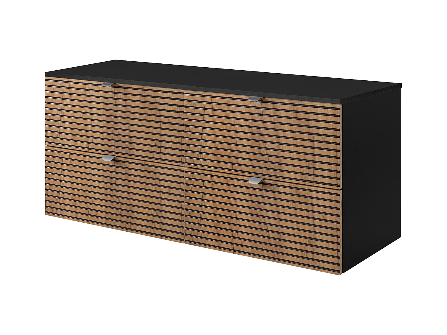 Meuble de salle de bain, Noir Mat, 120 x 57 x 46 cm