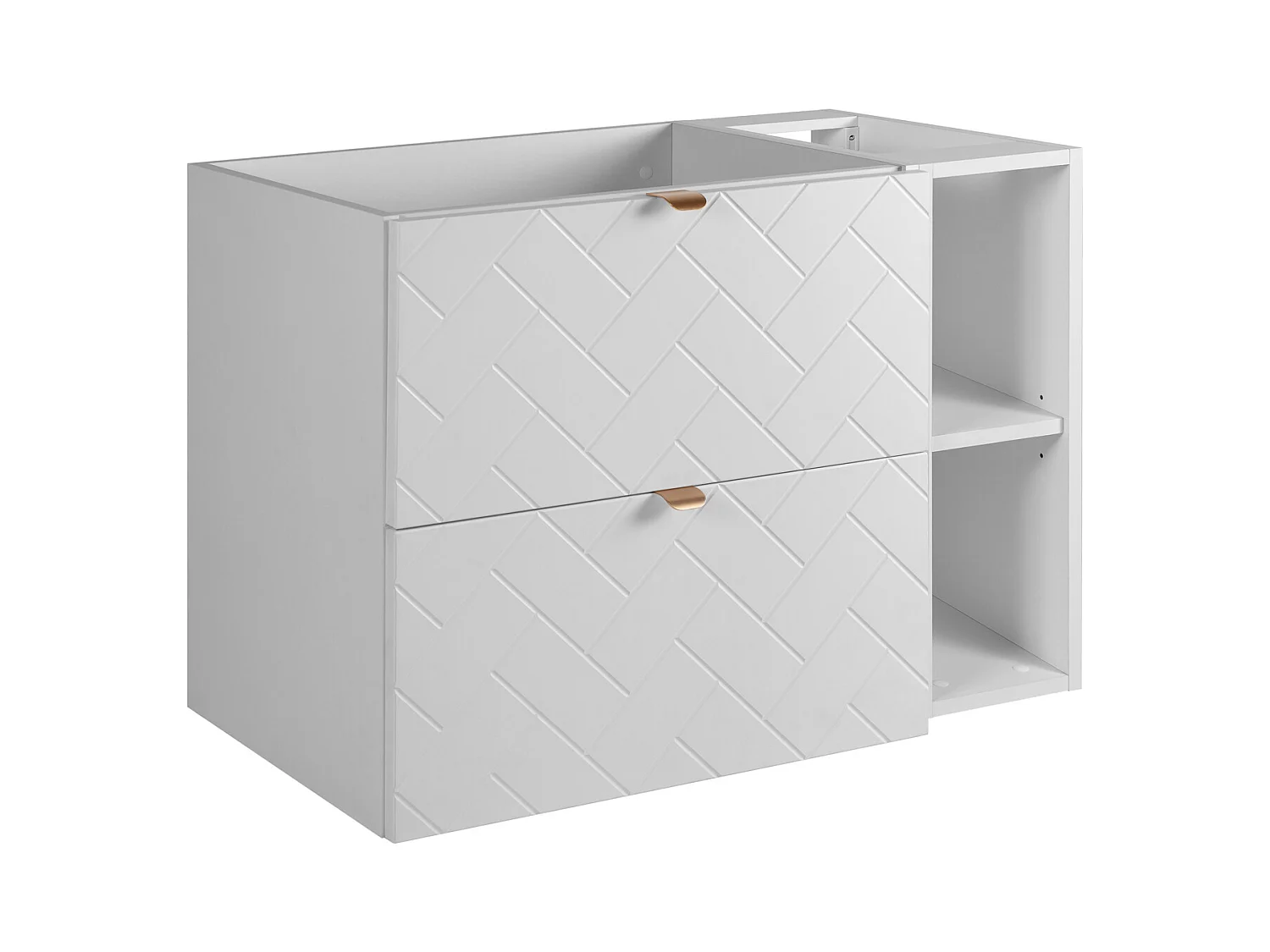 Meuble de salle de bain, Blanc Mat, 80 x 57 x 46 cm, poignées dorées