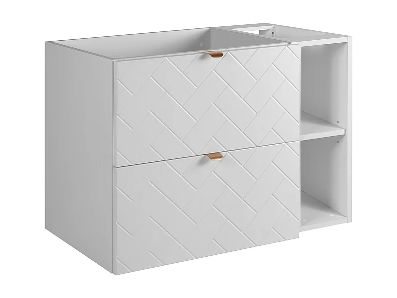 Meuble de salle de bain, Blanc Mat, 80 x 57 x 46 cm, poignées dorées