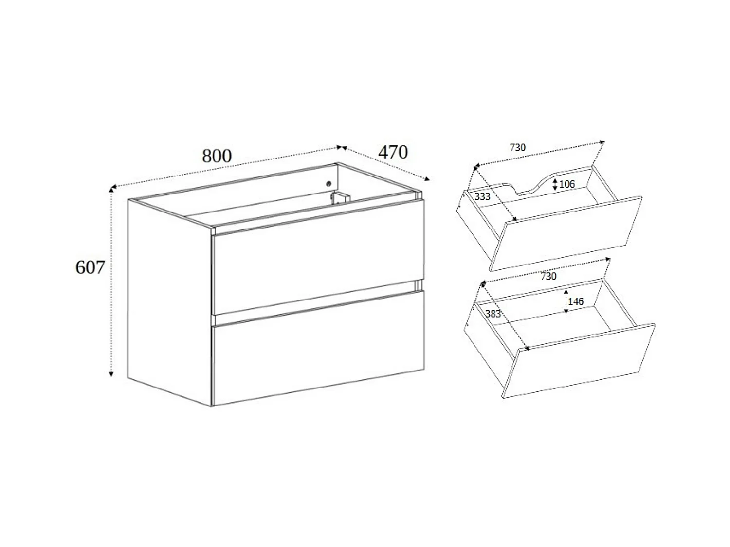 Meble łazienkowe 100 cm (80+20), Kolor: Ciemny Dąb, 100 x 57 x 46 cm
