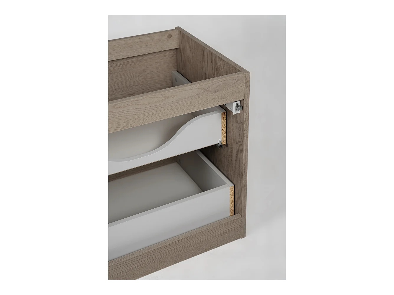 Meuble de salle de bain 100 cm (80+20), Couleur: Chêne Foncé, 100 x 57 x 46 cm, sans plan de travail