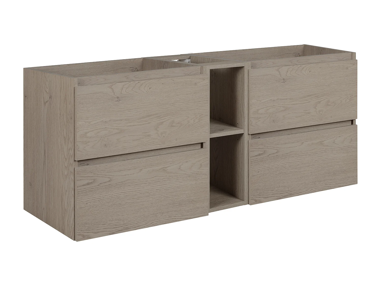 Meuble de salle de bain 100 cm (80+20), Couleur: Chêne Foncé, 100 x 46 x 60,7 cm, sans plan de travail