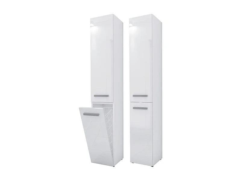 Meuble de salle de bain, Blanc Mat / Blanc Brillant, 30 x 174 x 30 cm