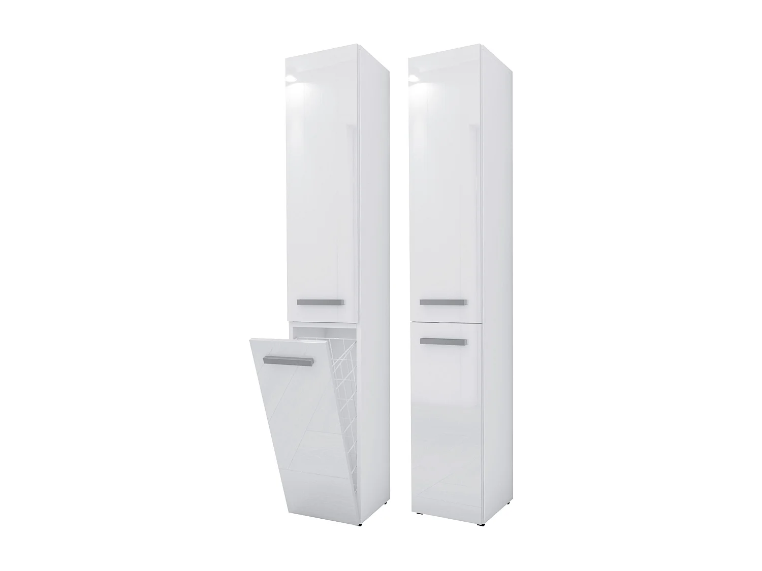 Meuble de salle de bain, Blanc Mat / Blanc Brillant, 30 x 174 x 30 cm