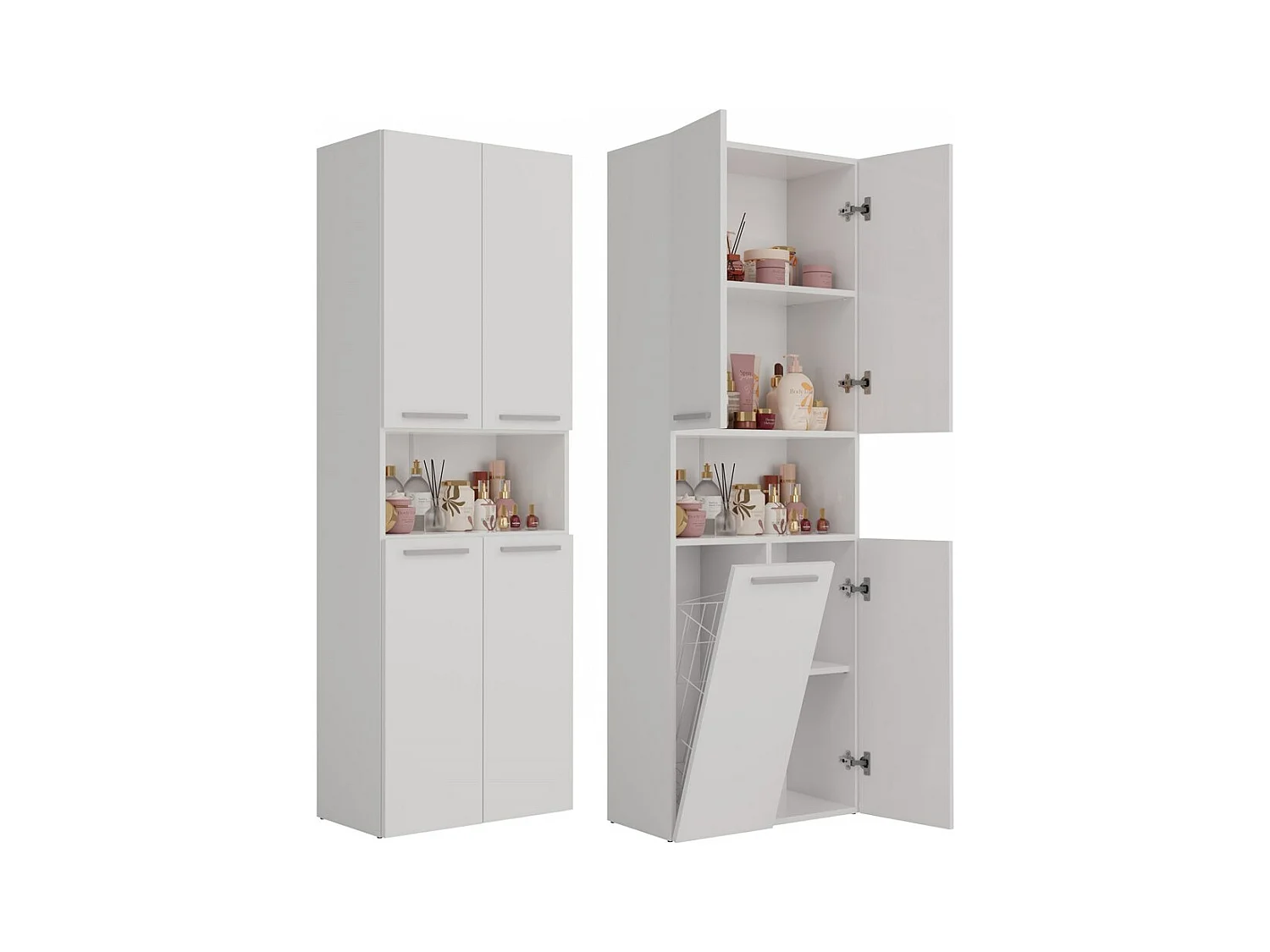 Meuble salle de bain, 174 x 30 x 60 cm, Blanc Mat