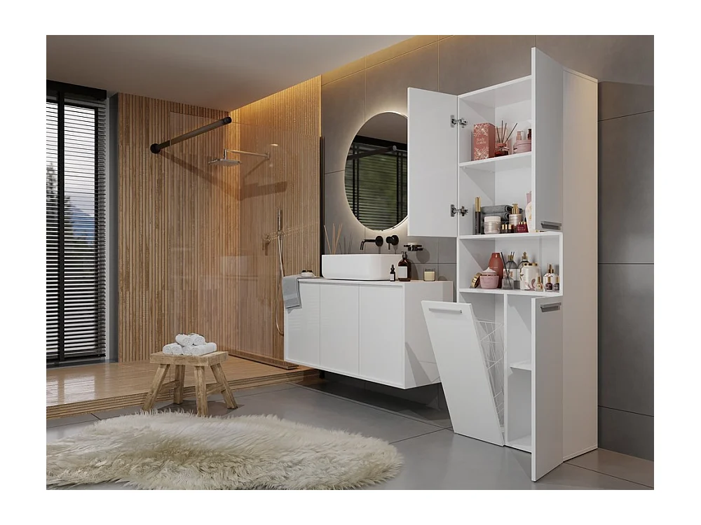 Meuble salle de bain, 174 x 30 x 60 cm, Blanc Mat