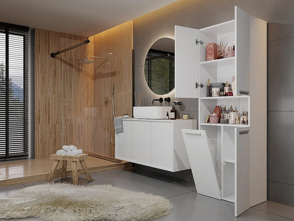 Meuble salle de bain, 174 x 30 x 60 cm, Blanc Mat