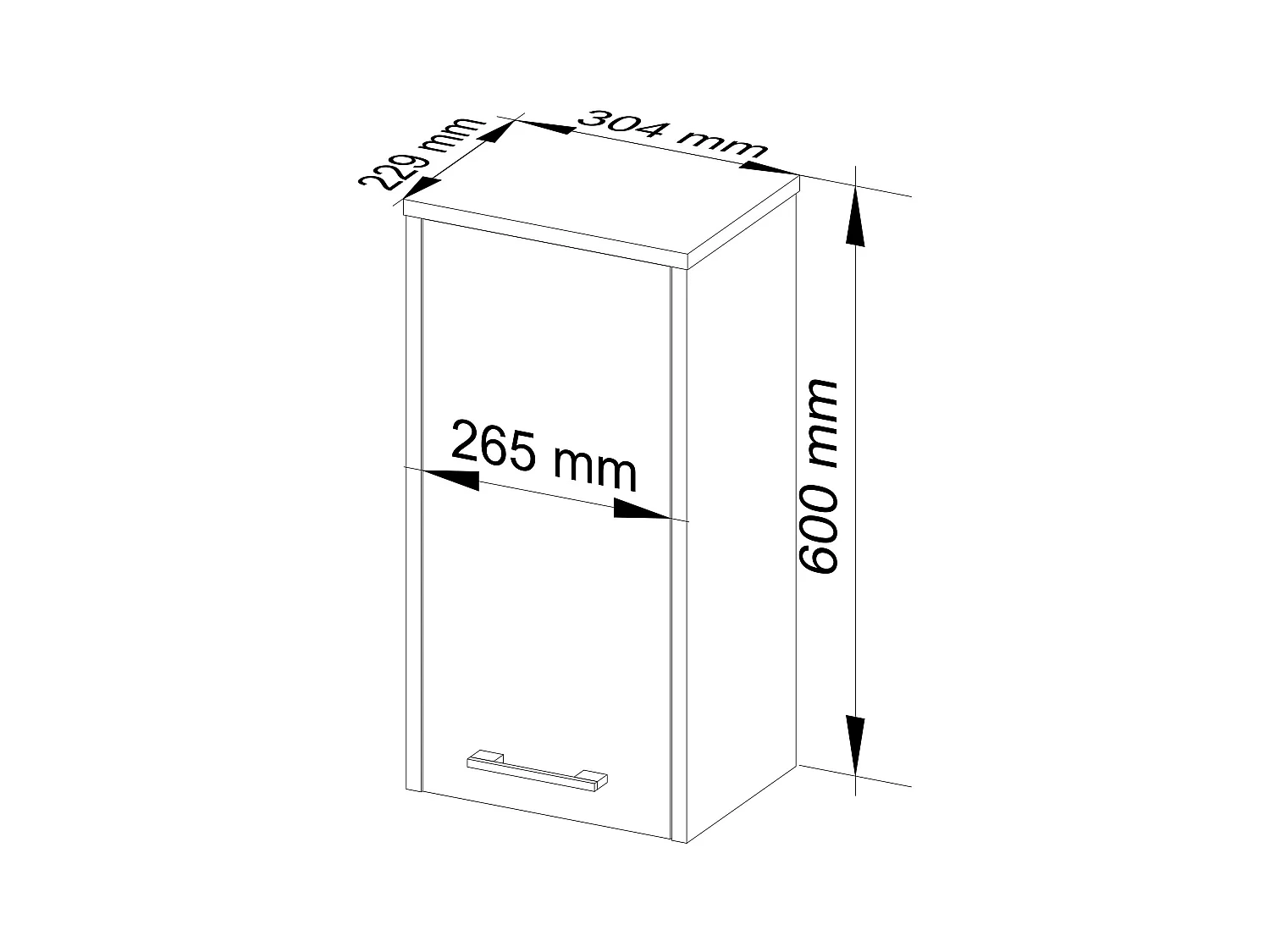 Freistehender Badezimmerschrank: 1 Tür, 2 Einlegeböden, weiß | Graphitgrau, 30 x 60 x 22,5 cm