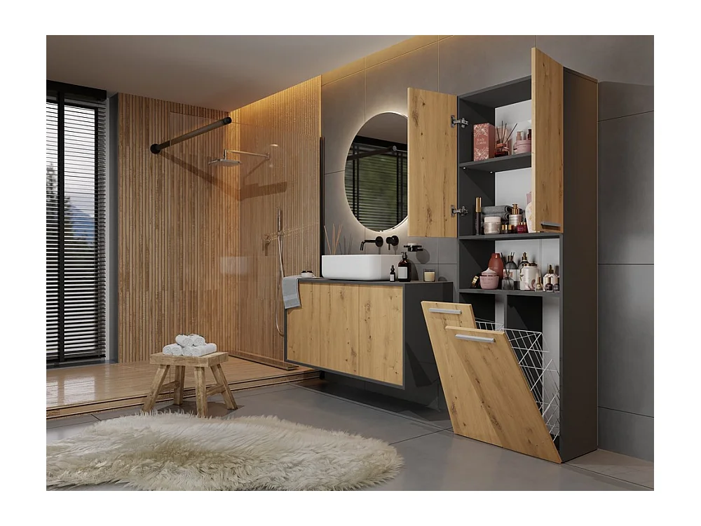 Badezimmermöbel, 174 x 30 x 60 cm, Anthrazit / Artisan Oak