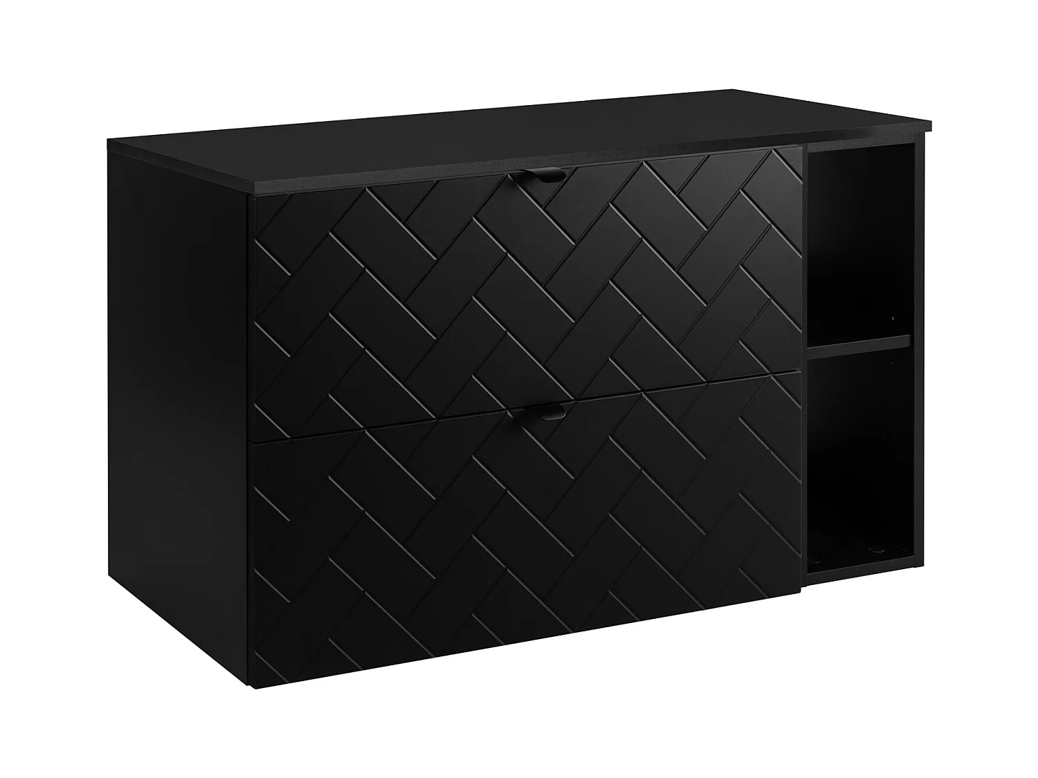 Meuble de salle de bain, Noir Mat, 100 x 57 x 46 cm, poignées noires