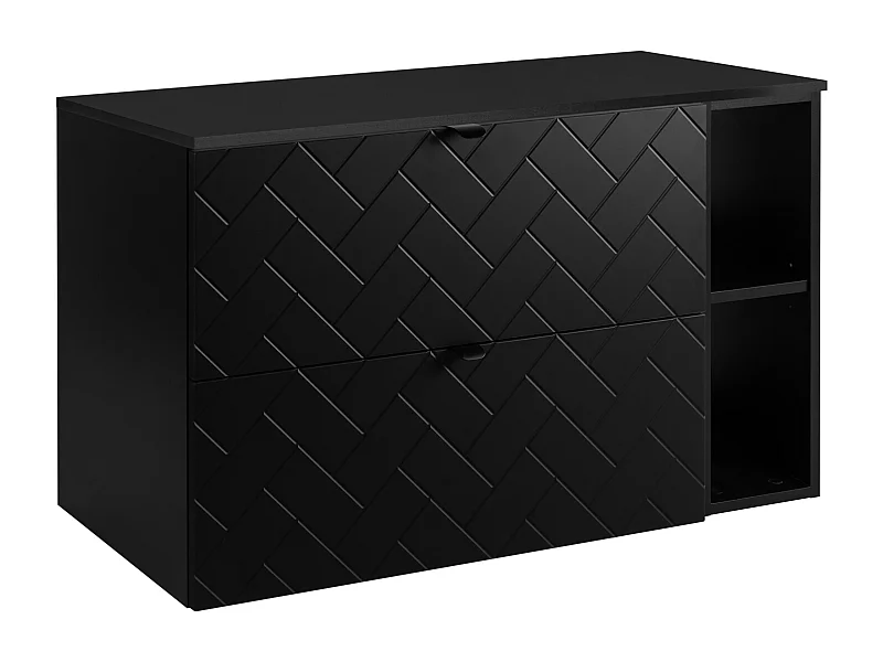 Badezimmermöbel, Mattschwarz, 100 x 57 x 46 cm, schwarze Griffe