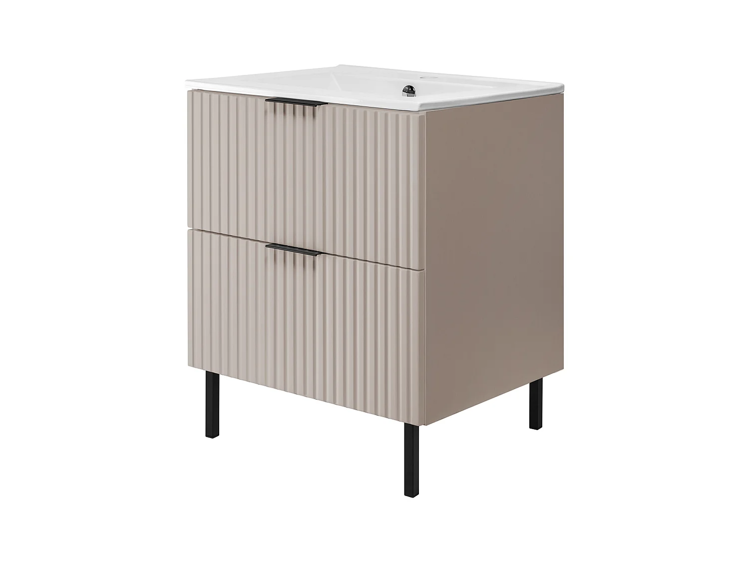 Meuble vasque, Cachemire + poignée noire, 60 x 77 x 46 cm, poignée noire, sans plateau