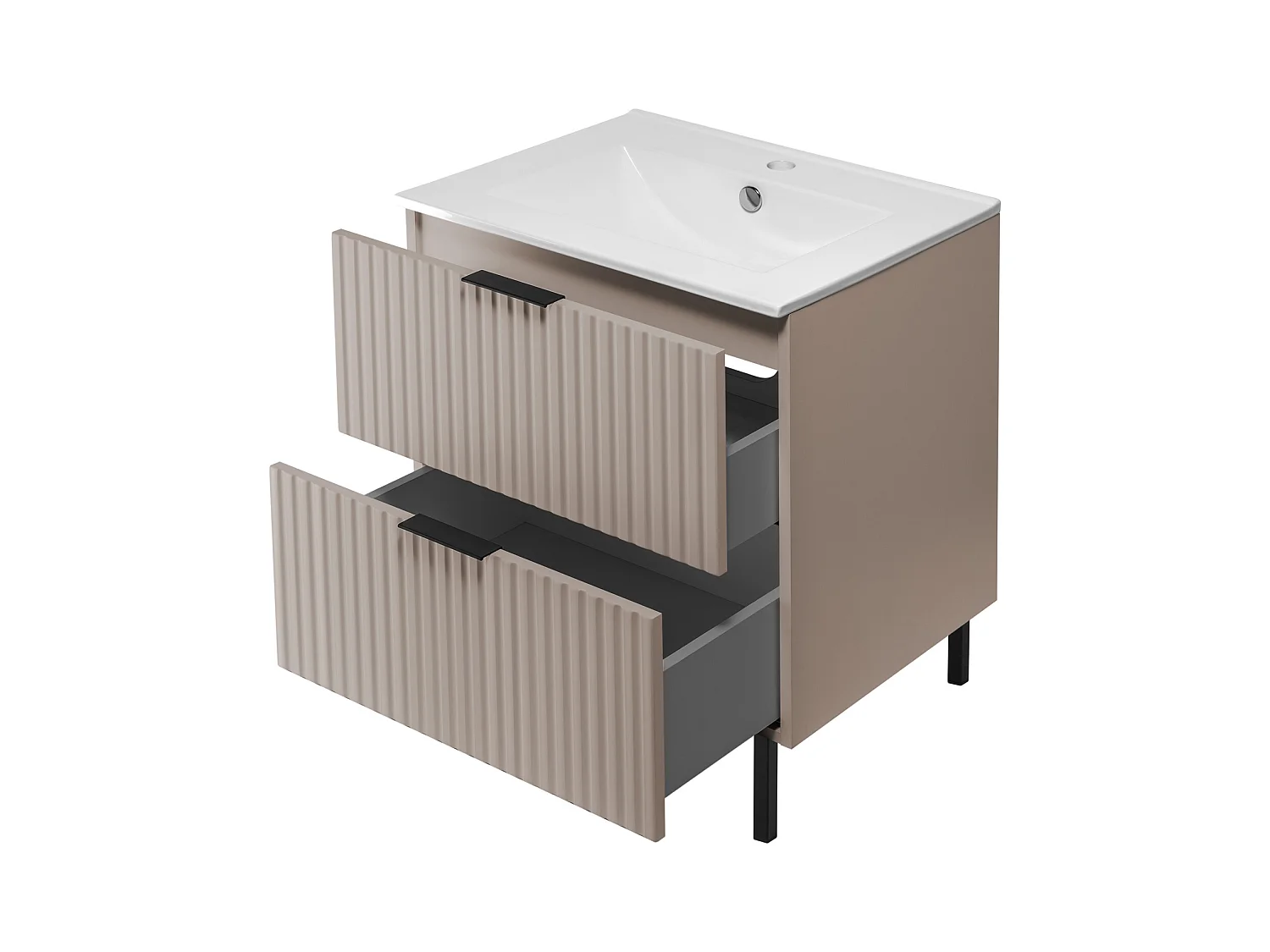 Meuble vasque, Cachemire + poignée noire, 60 x 77 x 46 cm, poignée noire, sans plateau