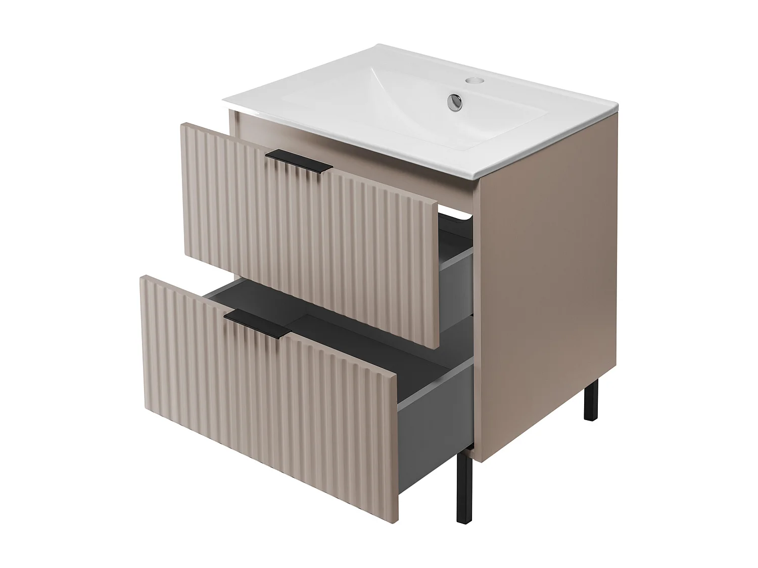 Meuble vasque, Cachemire + poignée noire, 60 x 77 x 46 cm, poignée noire, sans plateau