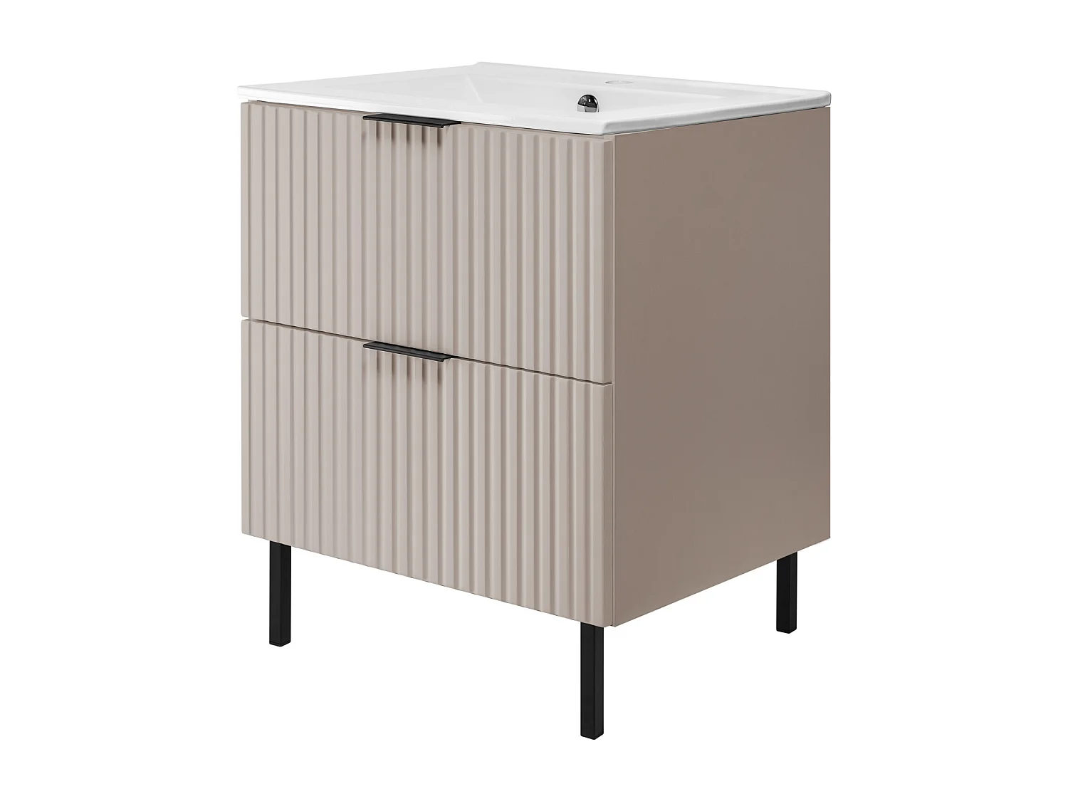 Meuble vasque, Cachemire + poignée noire, 60 x 77 x 46 cm, poignée noire, sans plateau