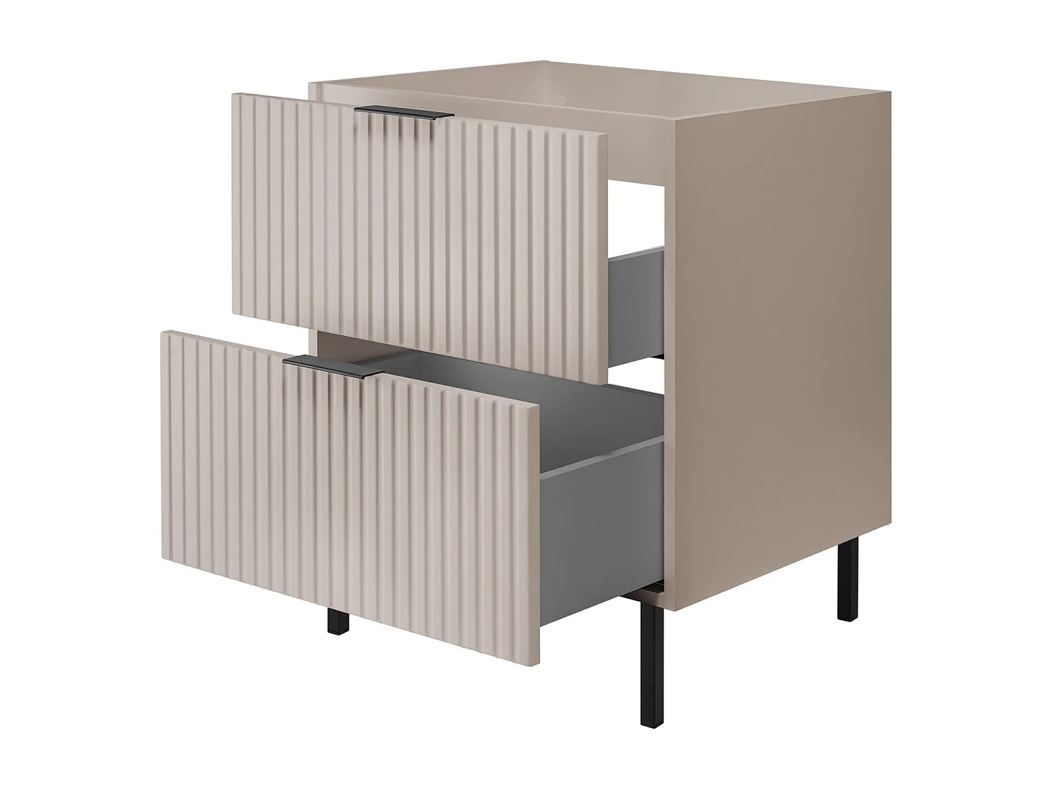 Meuble vasque, Cachemire + poignée noire, 60 x 77 x 46 cm, poignée noire, sans plateau