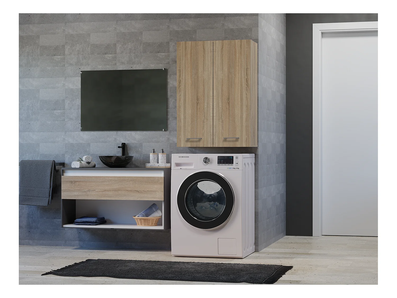 Waschmaschinenschrank, 30 x 64 x 90 cm, Sonoma-Eiche