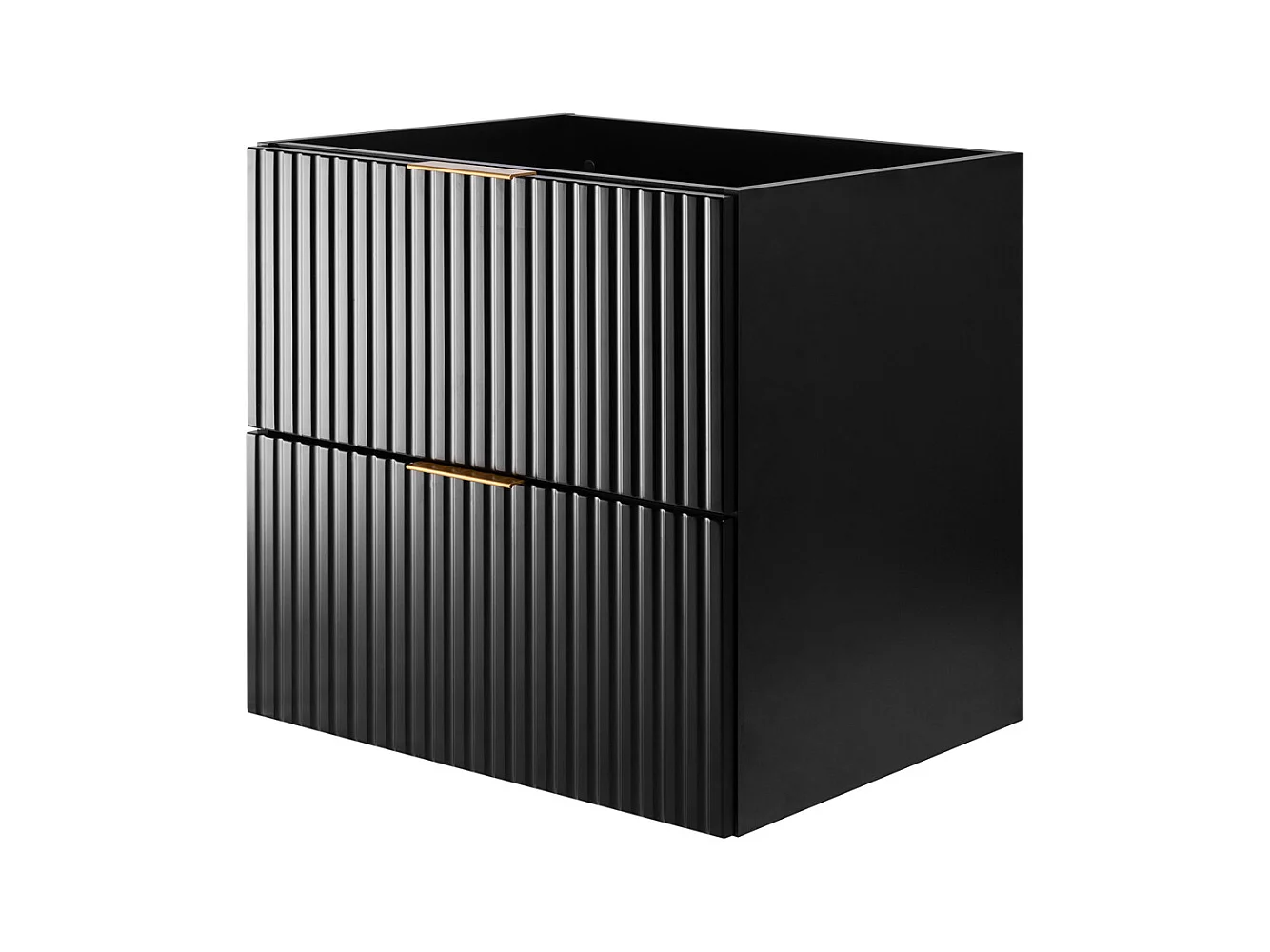 Meuble vasque, Noir Mat, 60 x 57 x 46 cm, poignée dorée, sans plateau