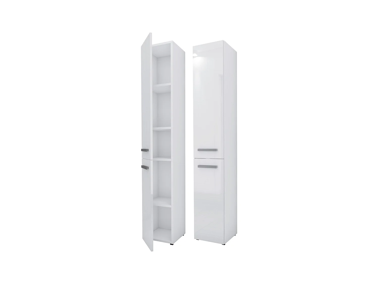 Meuble de salle de bain, Blanc Mat / Blanc Brillant, 30 x 174 x 30 cm