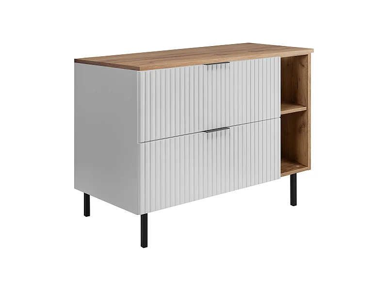 Mueble de lavabo, Blanco / Roble Craft + tirador negro, 100 x 77 x 46 cm