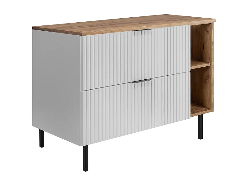 Mobile lavabo, Bianco / Rovere Craft + maniglia nera, 100 (80 + 20) x 77 x 46 cm + Piano, piedi neri