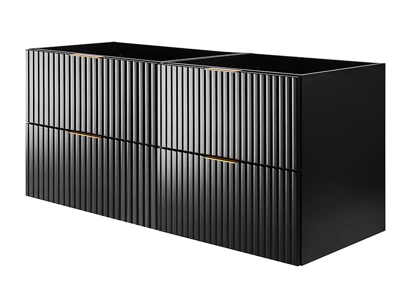 Meuble vasque, Noir Mat, 120 (2 x 60) x 57 x 46 cm, poignée dorée, sans plateau