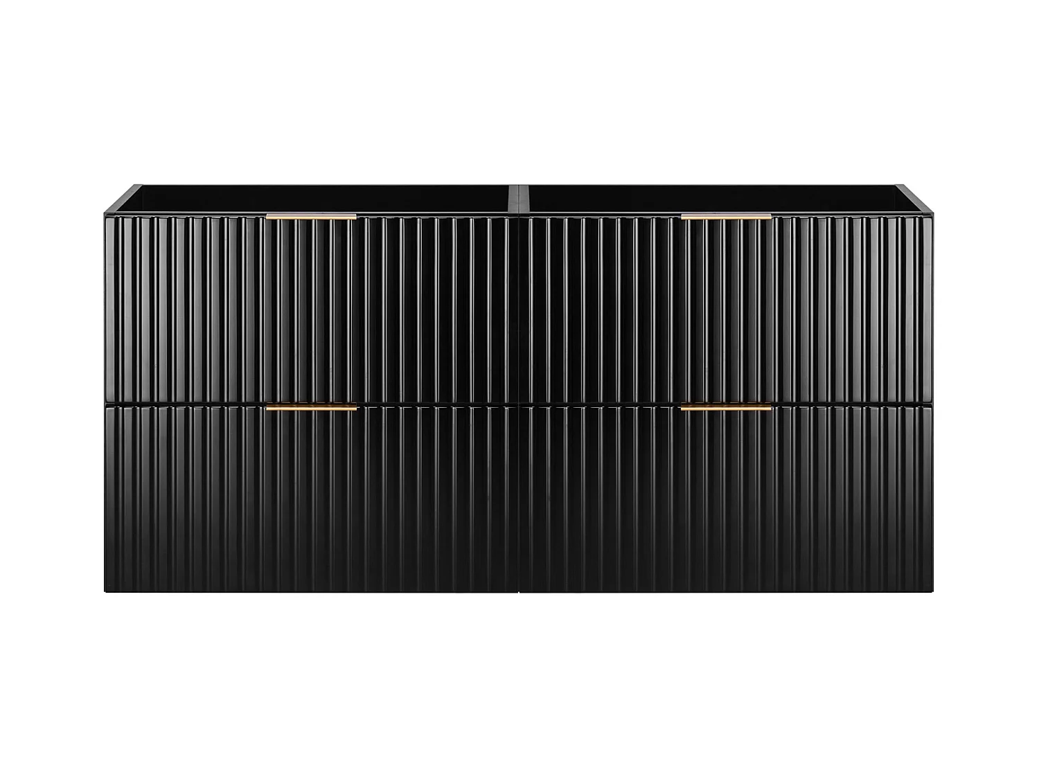 Meuble vasque, Noir Mat, 120 (2 x 60) x 57 x 46 cm, poignée dorée, sans plateau