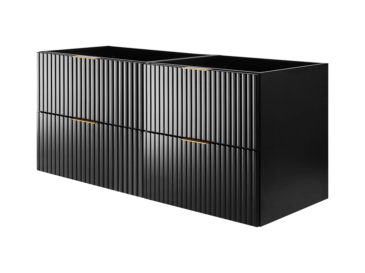 Meuble vasque, Noir Mat, 120 (2 x 60) x 57 x 46 cm, poignée dorée, sans plateau