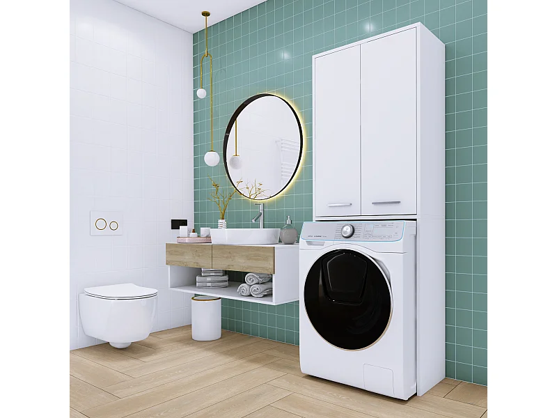 Wasmachinekast, mat wit, 31 x 64 x 180 cm