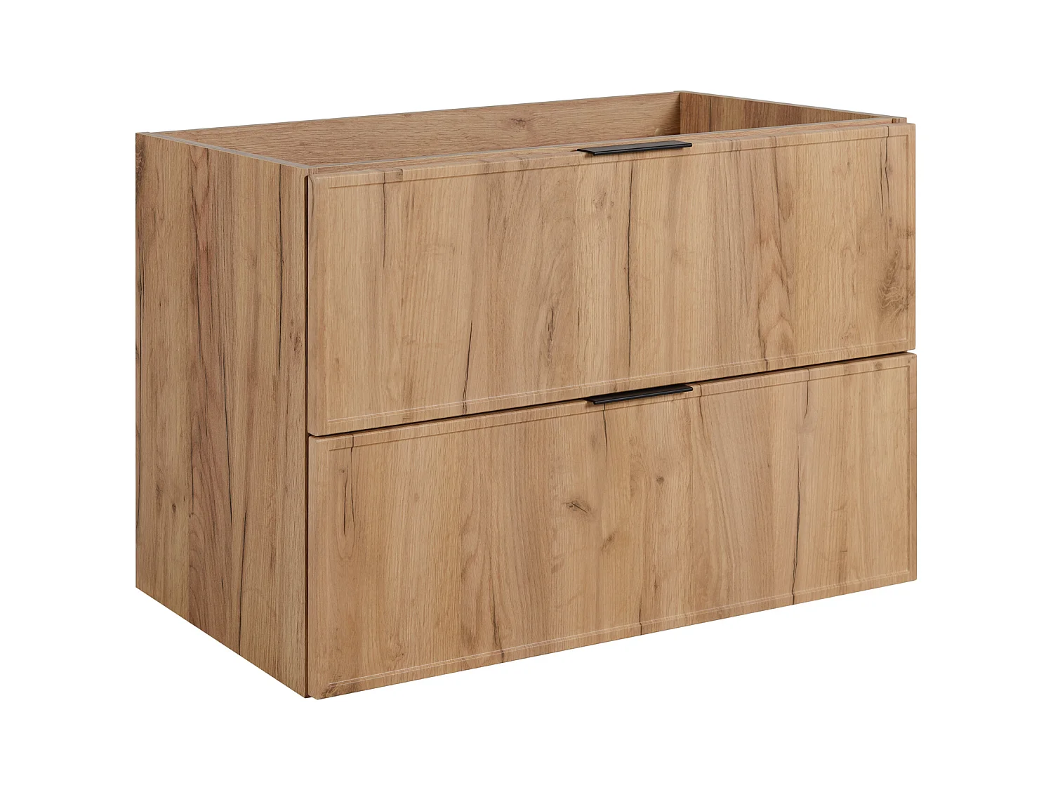 Meuble de salle de bain, Chêne Craft, poignée noire, 46 x 80 x 57 cm