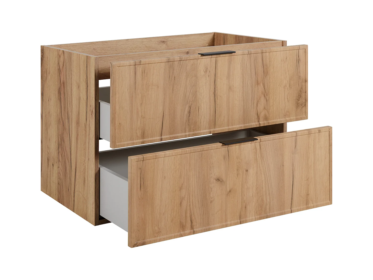 Meuble de salle de bain, Chêne Craft, poignée noire, 46 x 80 x 57 cm