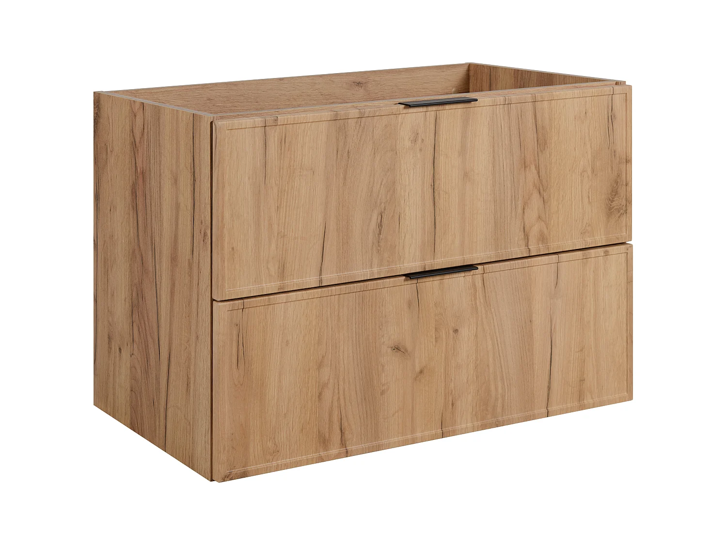 Meuble de salle de bain, Chêne Craft, poignée noire, 46 x 80 x 57 cm