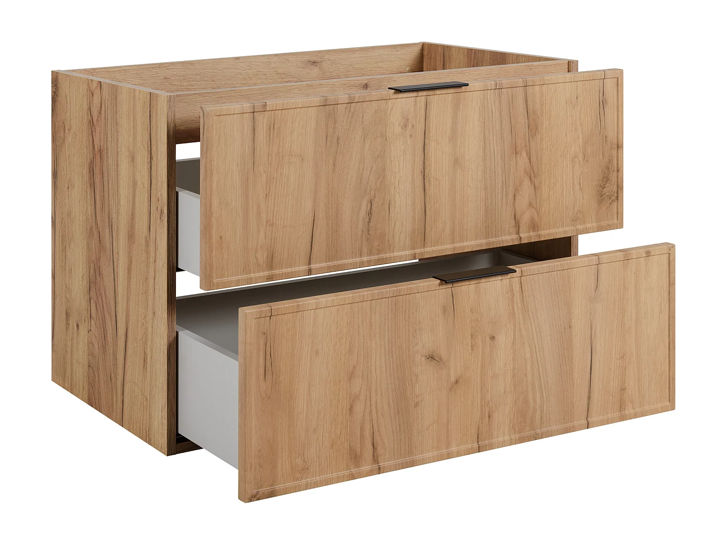 Meuble de salle de bain, Chêne Craft, poignée noire, 46 x 80 x 57 cm