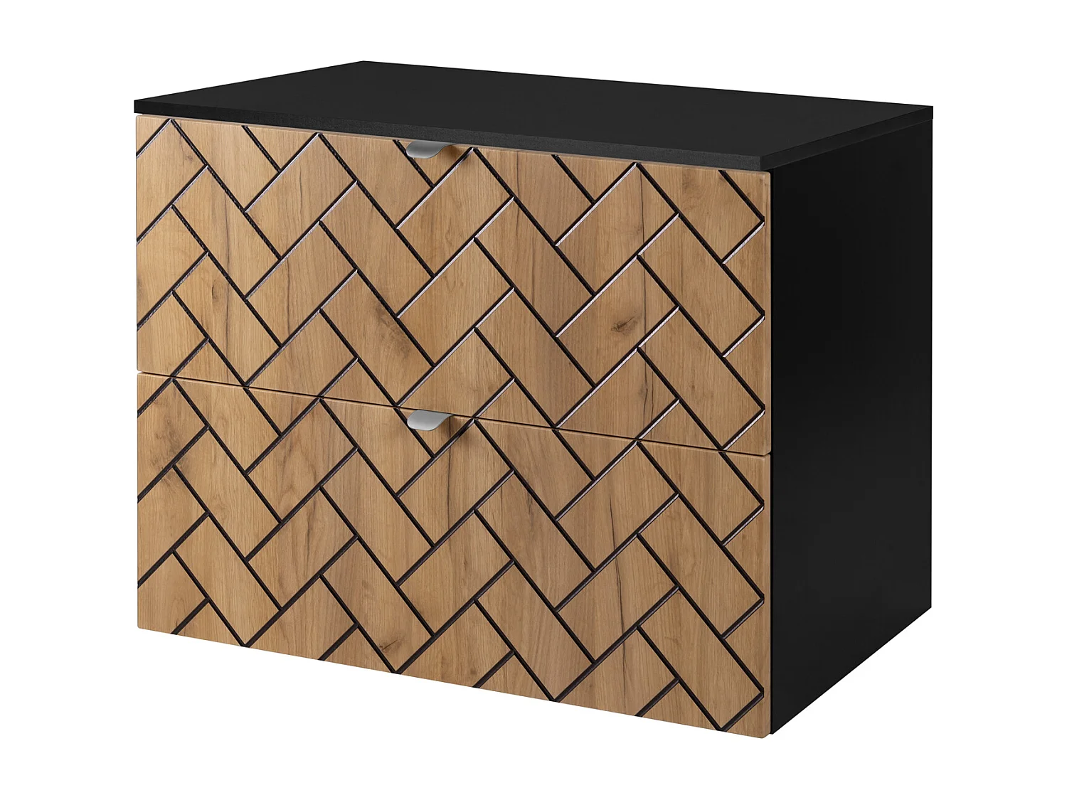 Meuble de salle de bain, Chêne artisanal doré, 80 x 57 x 46 cm, poignées argentées