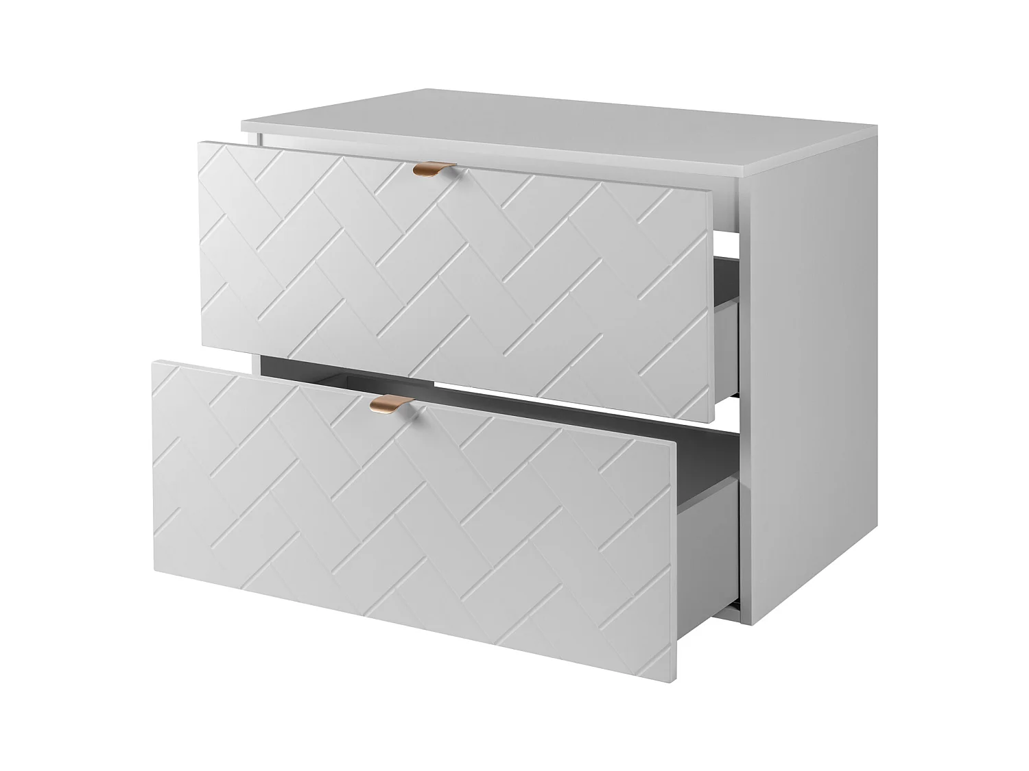 Meuble de salle de bain, Blanc Mat, 80 x 57 x 46 cm, poignées dorées