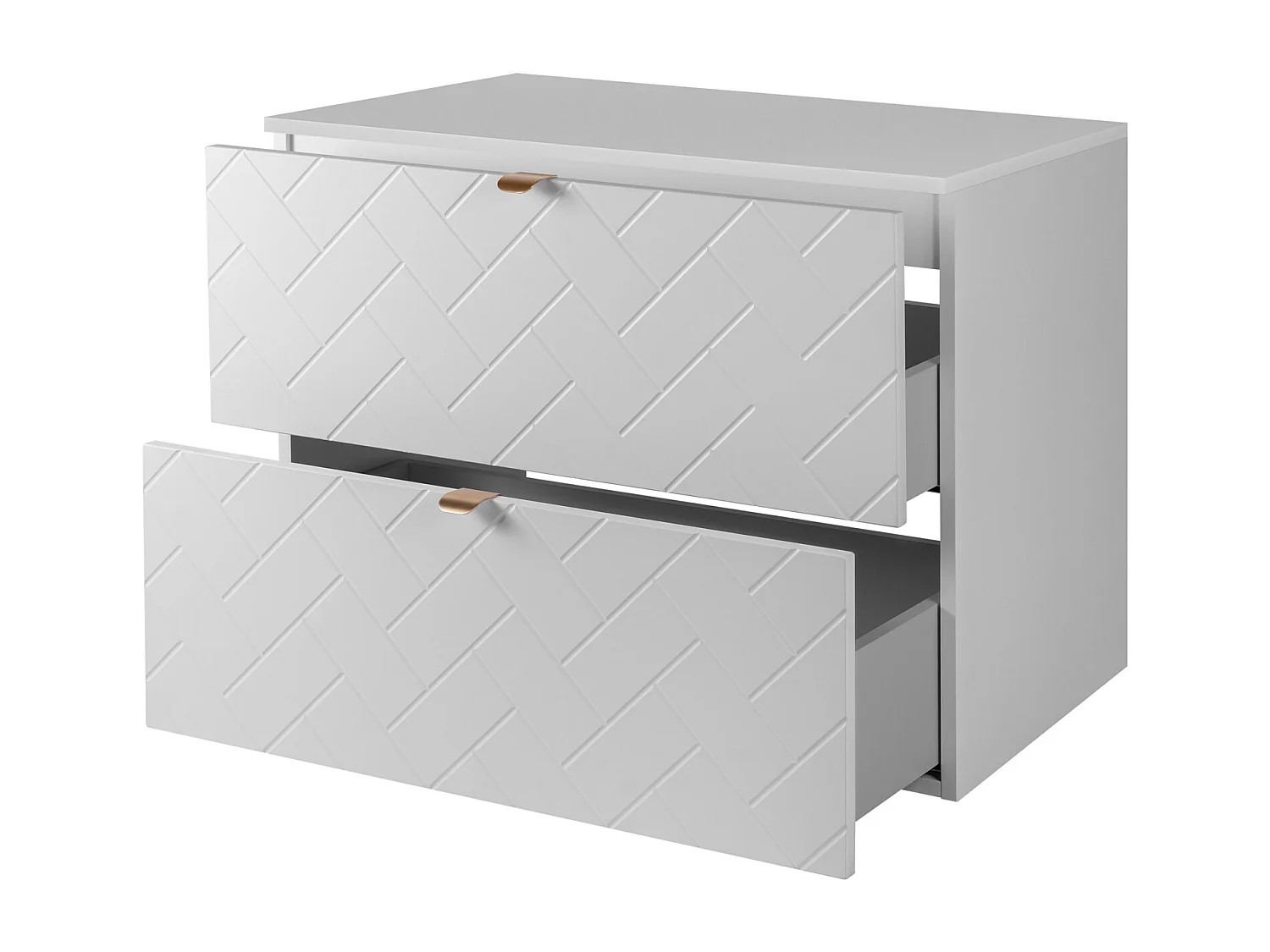 Meuble de salle de bain, Blanc Mat, 80 x 57 x 46 cm, poignées dorées