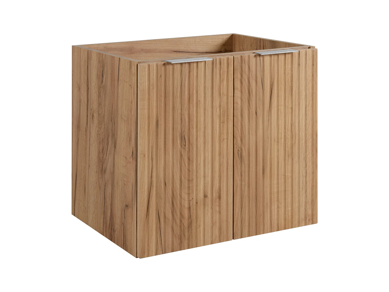 Meuble vasque, Chêne Craft + poignée argentée, 60 x 57 x 46 cm