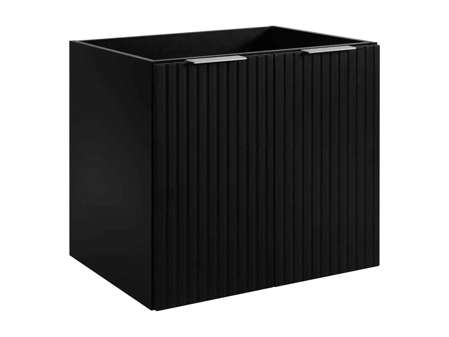 Waschbeckunterschrank, Schwarz, Silberne Griffe, 60 x 57 x 46 cm